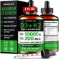 Frasco gotas Vitamina D3 10000 UI K2 magnesio zinc aceite MCT Venture Pal
