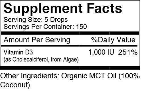 Frasco gotas vitamina D3 vegana aceite de coco