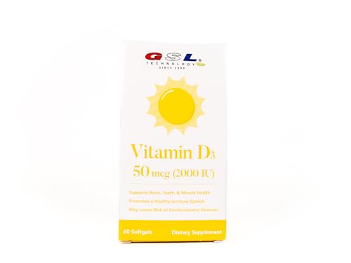 Frasco GSL Technology vitamina d3 60 cápsulas blandas suplemento saludable