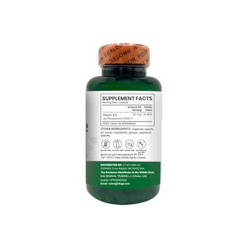 Frasco H4U vitamina k2 mk7 cápsulas para salud ósea