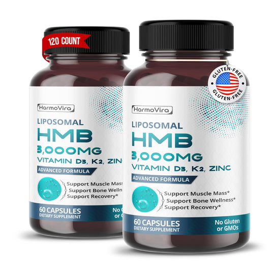 Frasco HarmoVira HMB Liposomal con vitamina D3 K2 y zinc 60 cápsulas