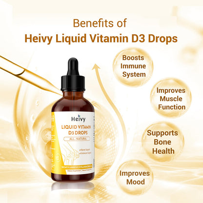 Frasco Heivy gotas vitamina D3 vegano 60 porciones