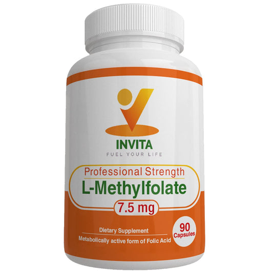 Frasco INVITA L-metilfolato 7.5 mg para energía y sistema inmune