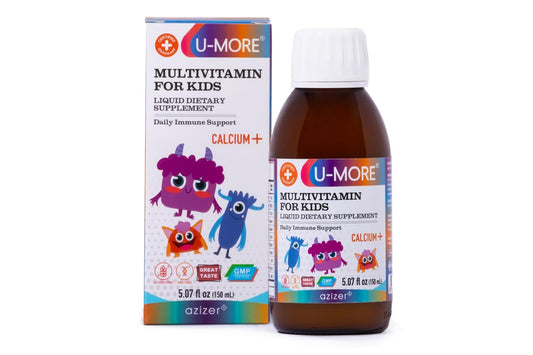 Frasco de jarabe multivitamínico para niños U-MORE 5.07 fl oz