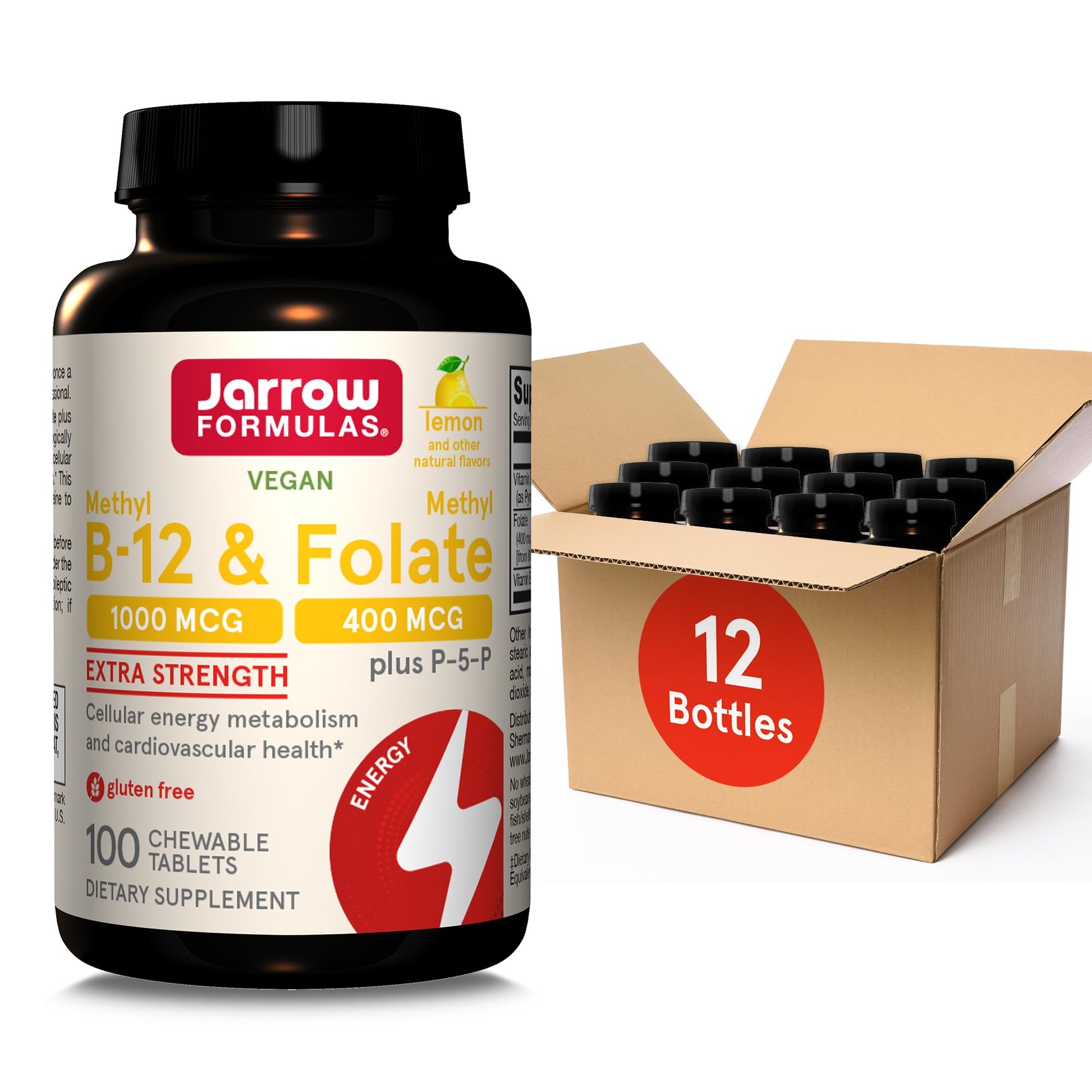 Frasco Jarrow Formulas Metil B-12 1000 mcg y Metil Folato 400 mcg
