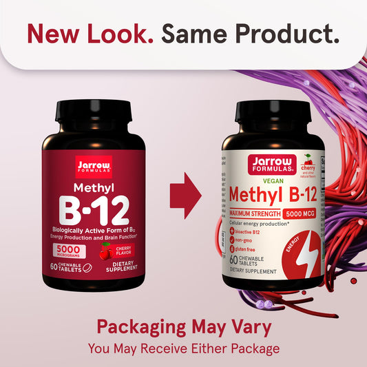 Frasco Jarrow Formulas vitamina b12 5000 mcg masticable 60 tabletas