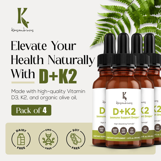 Frascos de Kasandrinos vitamina d3 k2 para inmunidad y huesos