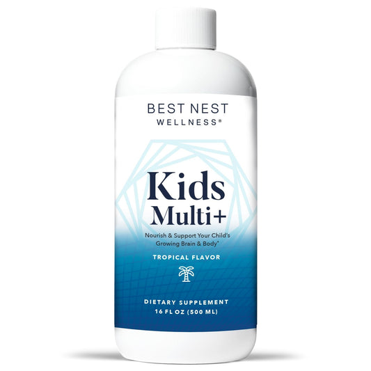 Frasco de Kids Multi Plus de Best Nest Wellness con sabor tropical