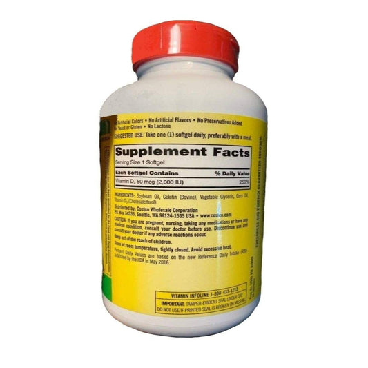 Frasco Kirkland Signature vitamina D3 600 cápsulas blandas