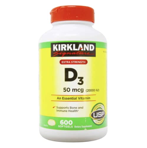 Frasco Kirkland Vitamina D3 2000 UI 600 cápsulas blandas