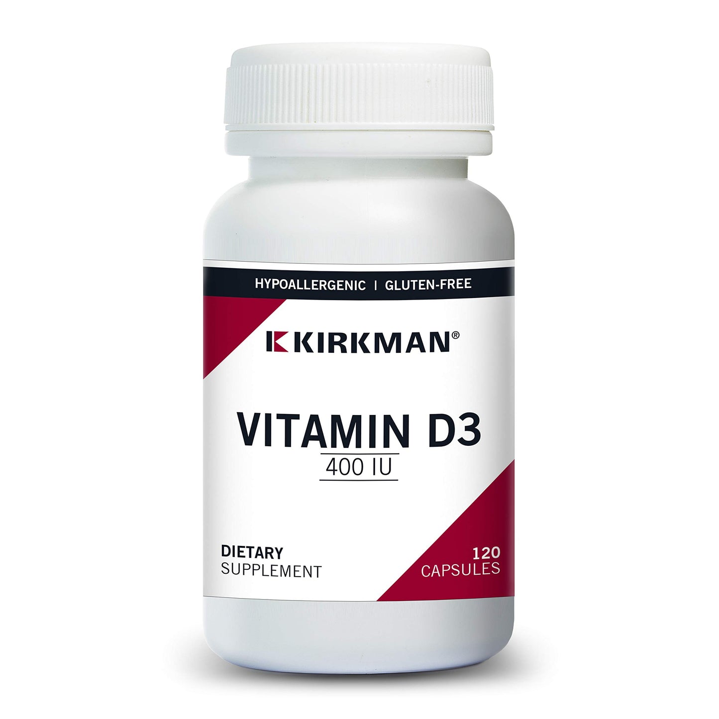 Frasco Kirkman Vitamina D3 400 UI hipoalergénico 120 cápsulas