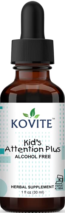 Frasco de Kovite Attention Plus para niños, 30 ml, suplemento herbal.