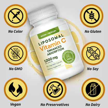 Frasco lateral Vitamina C Liposomal Moon + Mercury