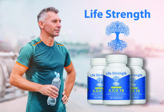 Frasco de LifeStrength ADK 10 vitaminas A1 D3 K2