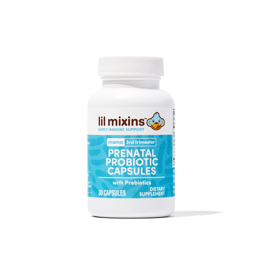 Frasco Lil Mixins probióticos prenatales para mujeres y bebés