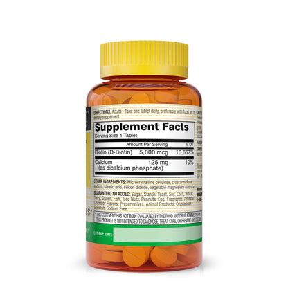 Frasco Mason Biotin 5000mcg con información lateral