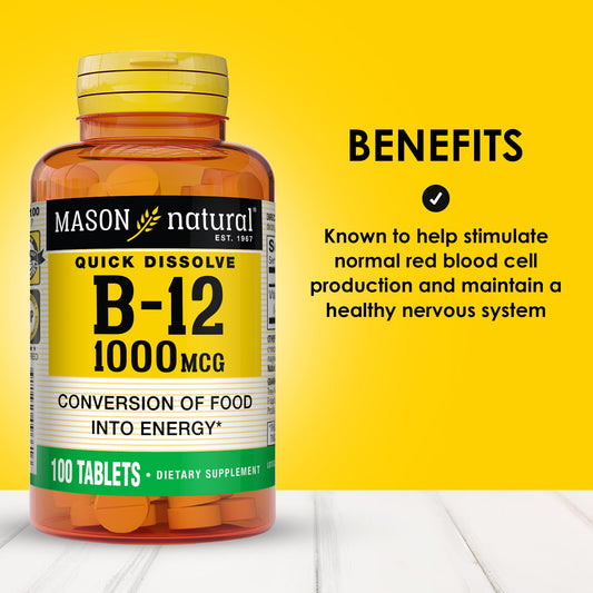 Frasco Mason Natural vitamina B12 100 tabletas