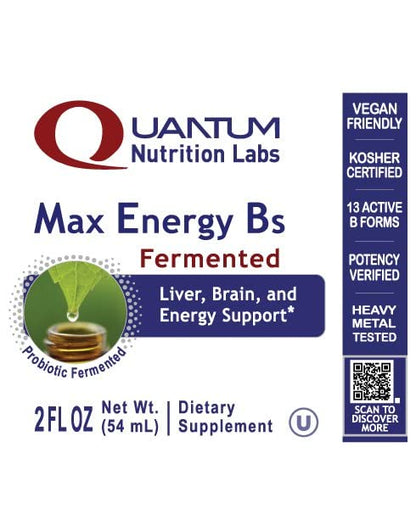 Frasco Max Energy B Quantum Nutrition gotas vitamina b orgánico