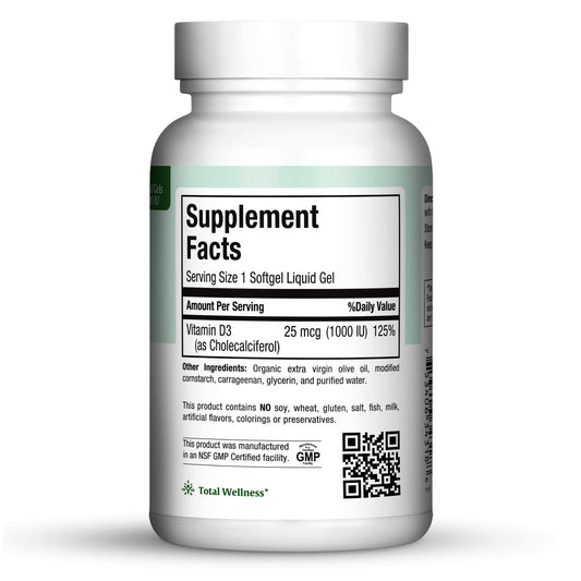 Frasco Maxi Health vitamina D3 cápsulas blandas líquidas