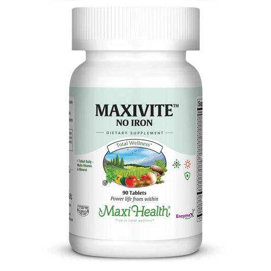 Frasco de MaxiVite multivitamina sin hierro, 90 tabletas