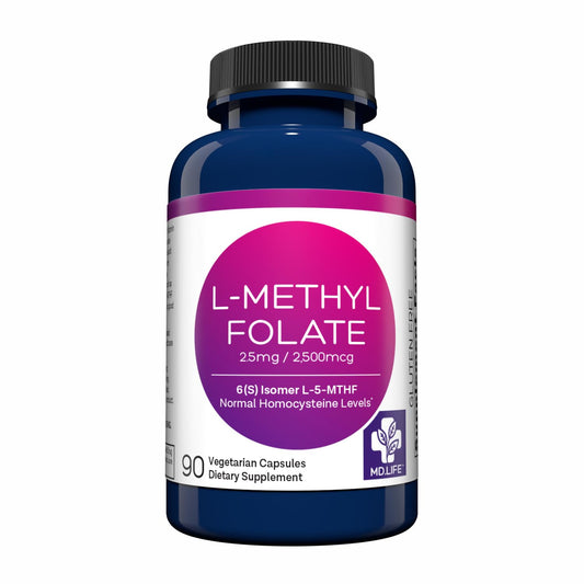 Frasco MD Life L-Metilfolato 2.5mg 90 cápsulas