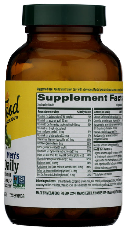 Frasco MEGAFOOD con etiquetas de valor nutricional
