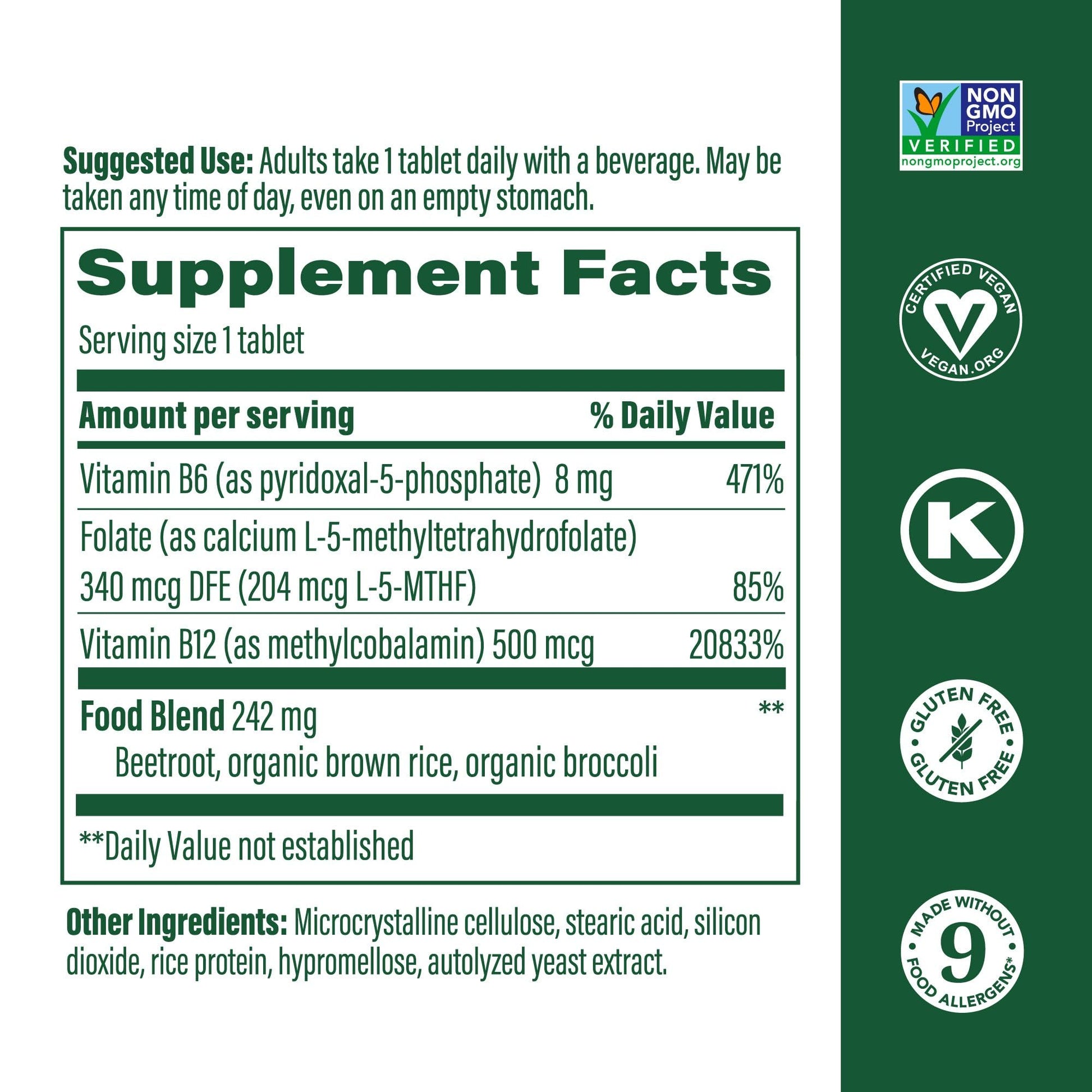 Frasco megafood metil b12 vitaminico vegano 90 tabletas