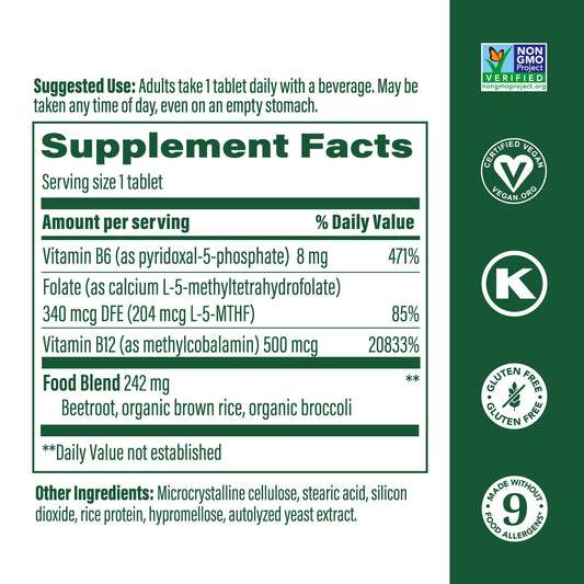 Frasco megafood metil b12 vitaminico vegano 90 tabletas