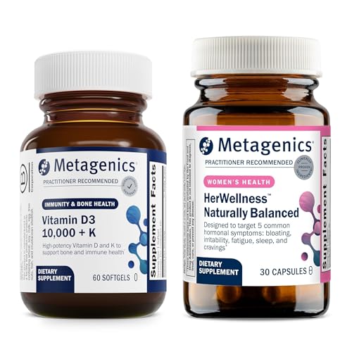 Frasco Metagenics Vitamina D3 K HerWellness 60 softgels