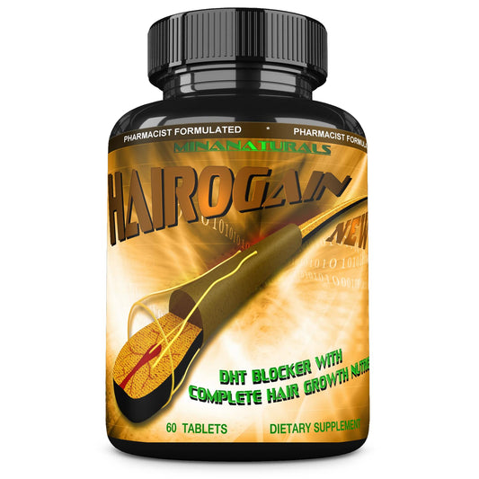 Frasco MINANATURALS Hairogain 60 tabletas bloqueador DHT