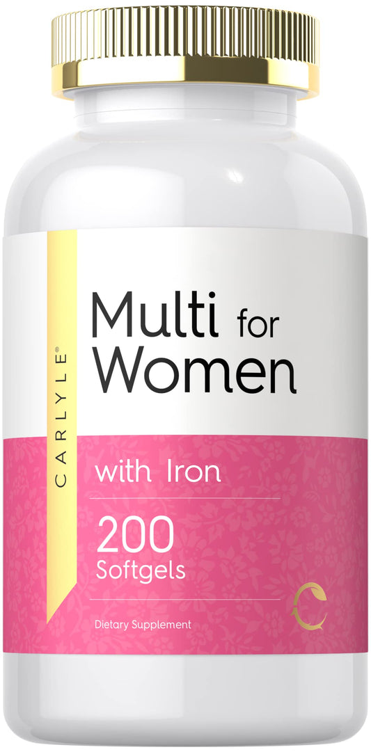 Frasco de multivitaminas Carlyle para mujeres con hierro, 200 cáps.