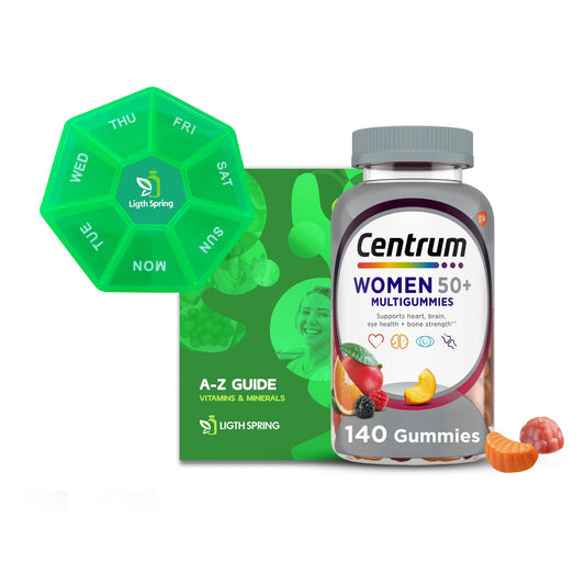 Frasco de multivitaminas gominolas para mujeres 50+