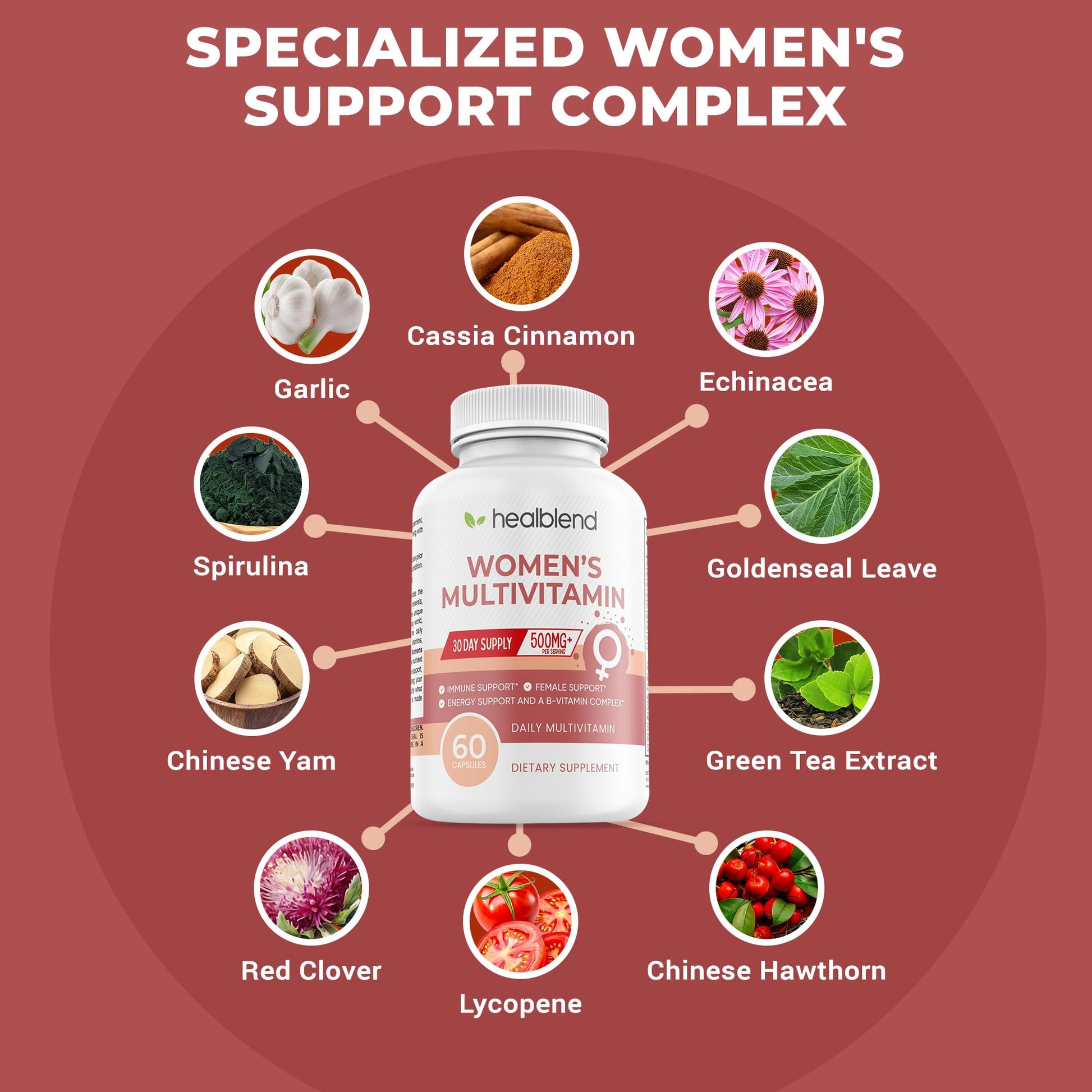 Frasco de multivitaminas para mujeres sin hierro