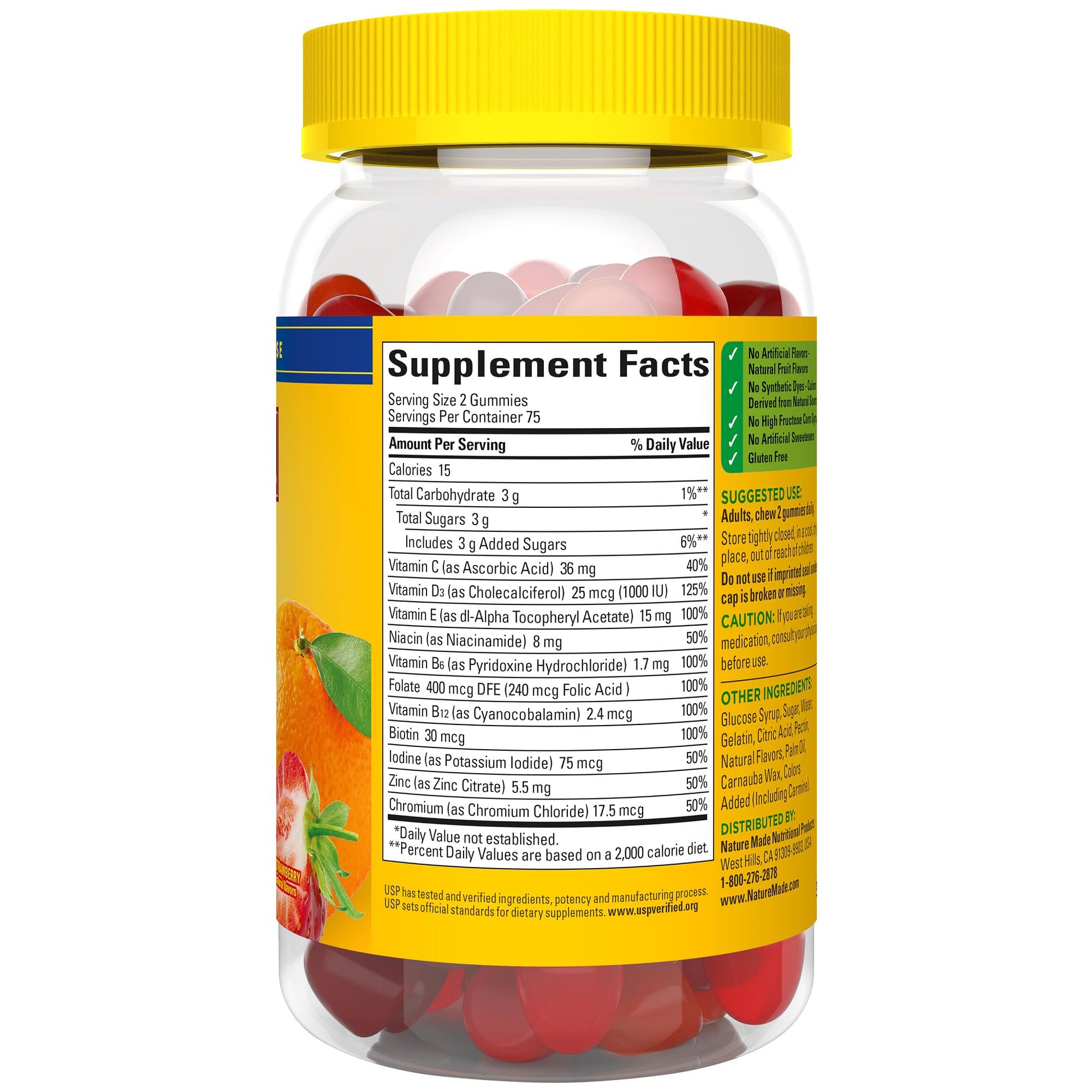 Frasco de multivitaminas Nature Made en formato gummy.