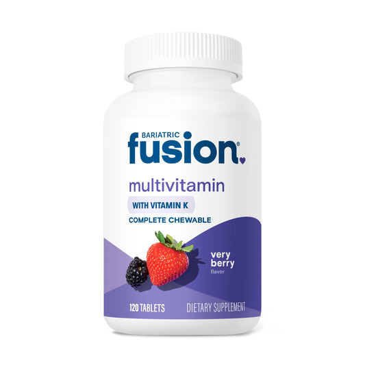 Frasco de multivitamínico Bariatric Fusion con sabor very berry