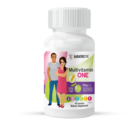 frasco de multivitamínico bariatricpal con 45mg hierro 90 cápsulas