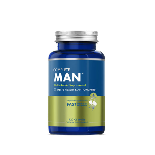 Frasco de multivitamínico completo para hombre