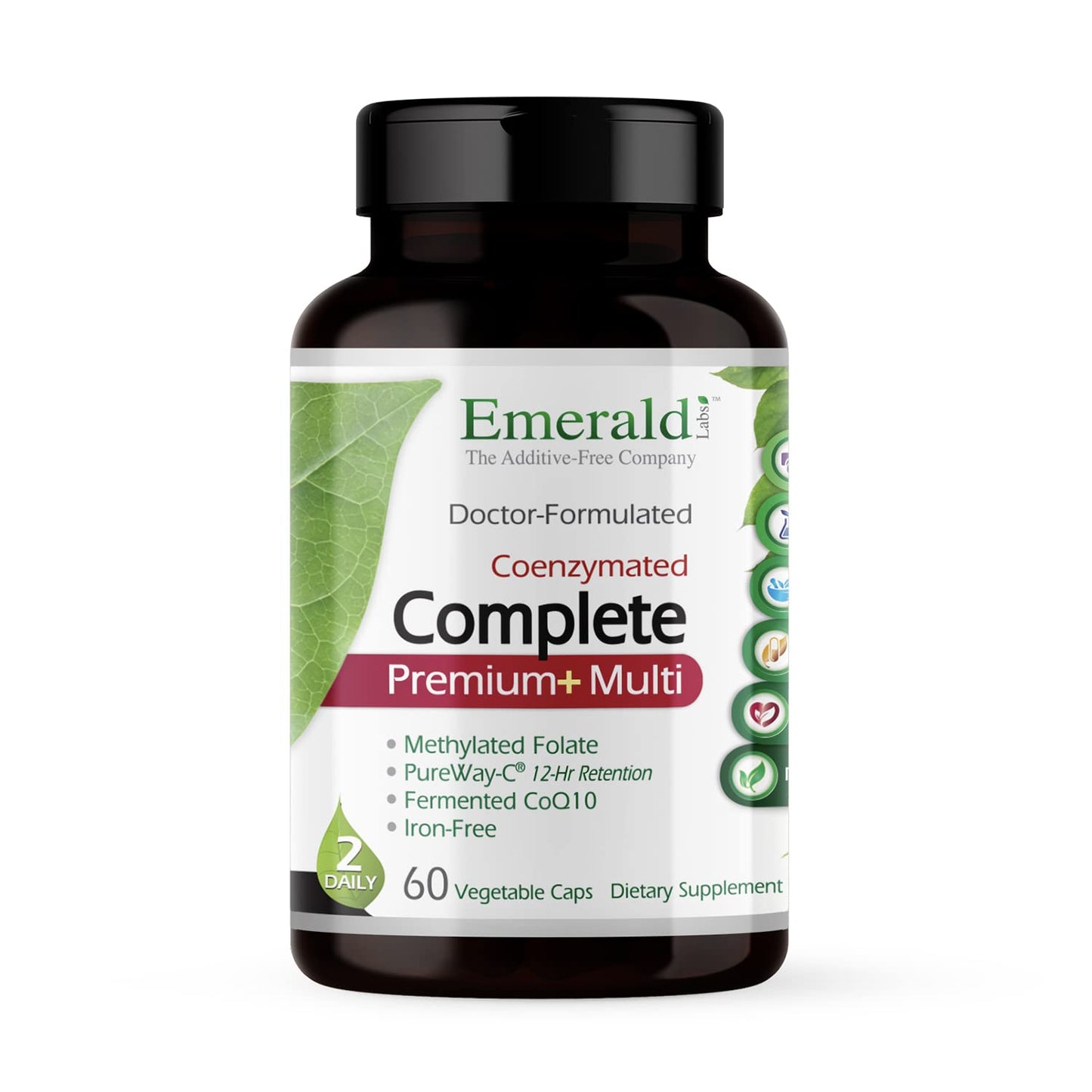 Frasco de multivitamínico Emerald Labs con 60 cápsulas