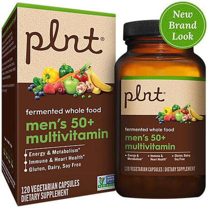 Frasco del multivitamínico fermentado para hombres 50+ plnt