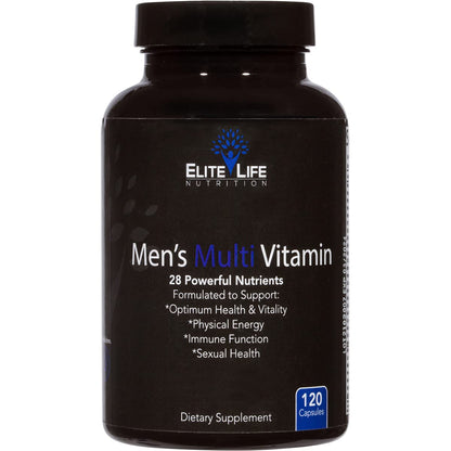 Frasco de multivitamínico para hombres con 28 nutrientes poderosos