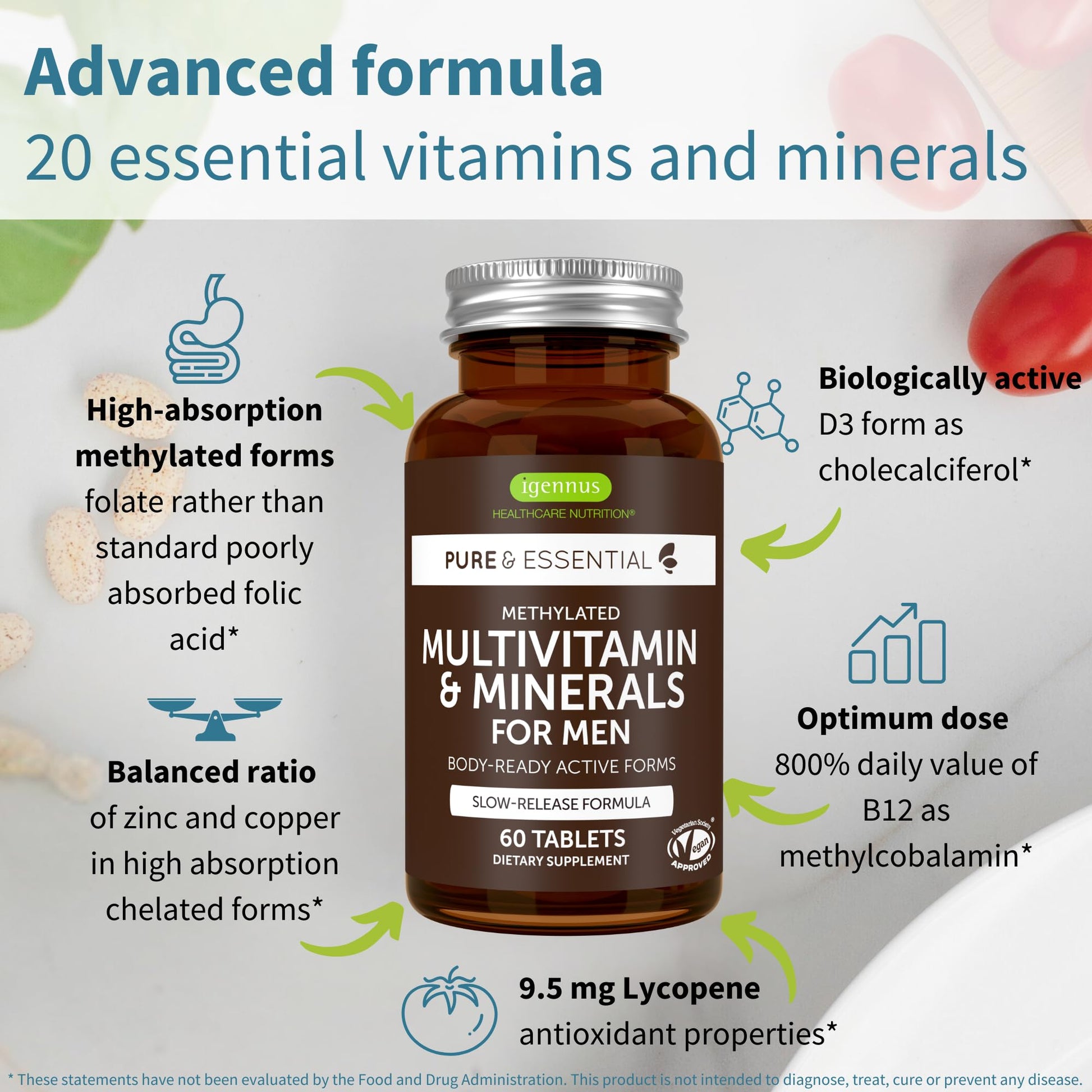 Frasco multivitamínico avanzado de igennus.
