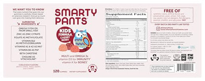 Frasco multivitamínico infantil SmartyPants con omega 3 y vitaminas clave