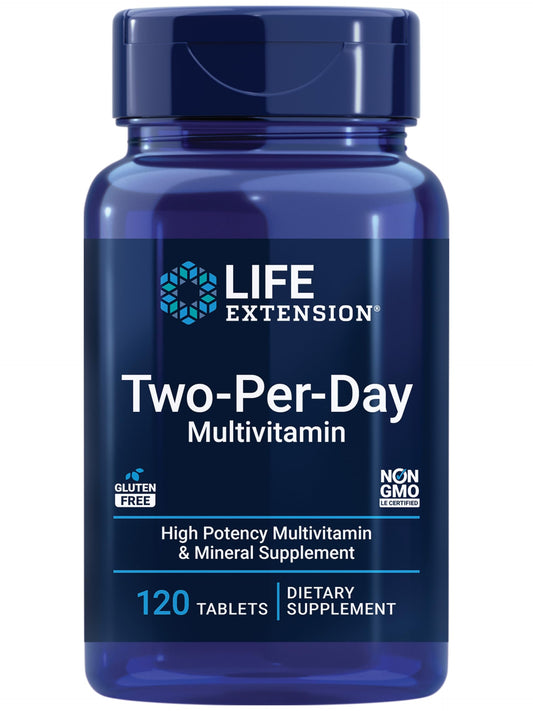 Frasco de multivitamínico Life Extension Dos por Día 120 tabletas