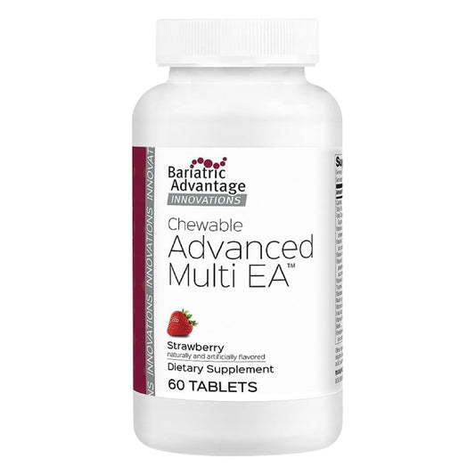 frasco de multivitamínico masticable bariatric advantage sabor fresa 60 unidades