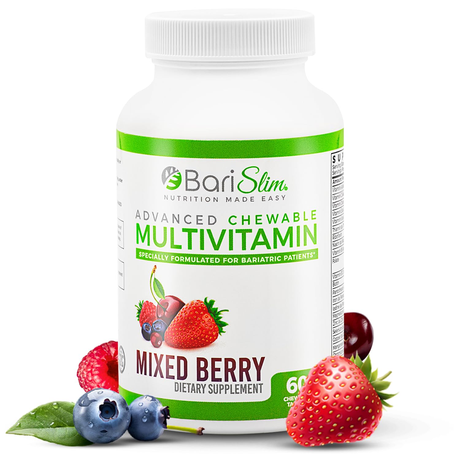 Frasco de multivitamínico masticable BariSlim sabor baya mixta