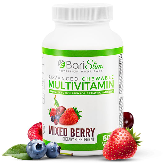 Frasco de multivitamínico masticable BariSlim sabor baya mixta