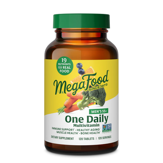 Frasco de multivitamínico MegaFood Men's 55+