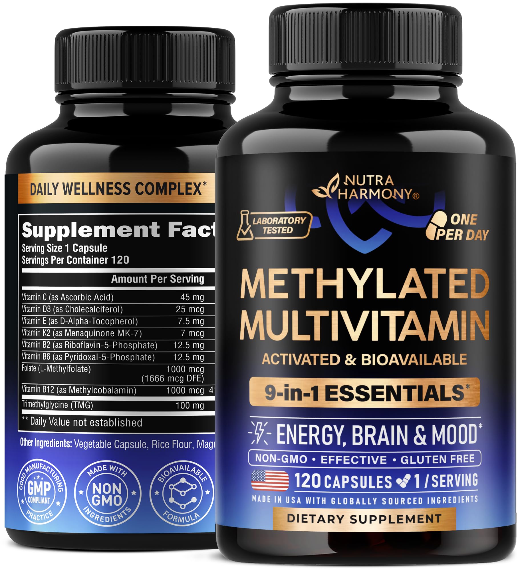 Frasco de multivitamínico metilado 9 en 1