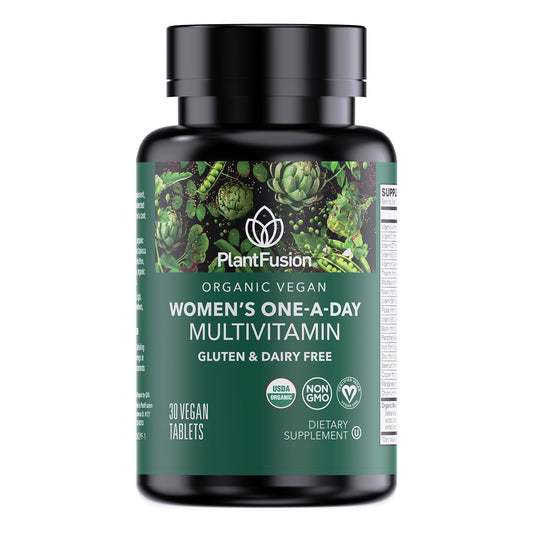 Frasco de multivitamínico orgánico para mujeres de PlantFusion