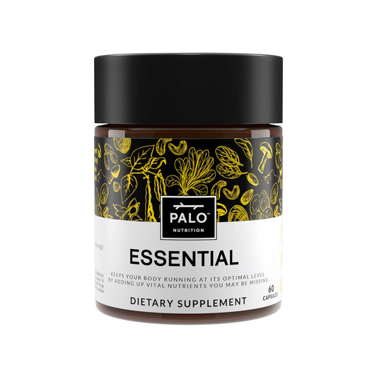 Frasco de multivitamínico PALO Essential+ 60 cápsulas